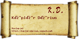 Káplár Dárius névjegykártya